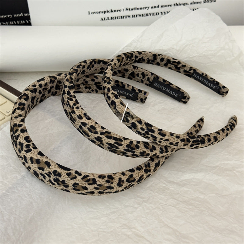 Wholesale Retro Leopard Print Sponge Hair Hoop Fashion All-match Headband Hair Ring